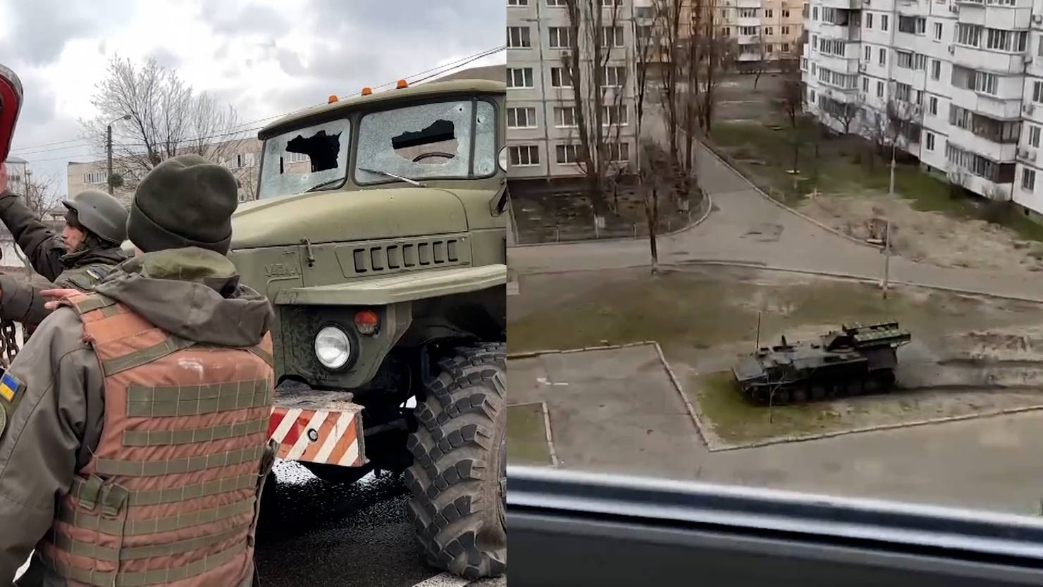 Bodentruppen in Kiew Russischer Panzer rollt durch Wohnsiedlung TeleZüri