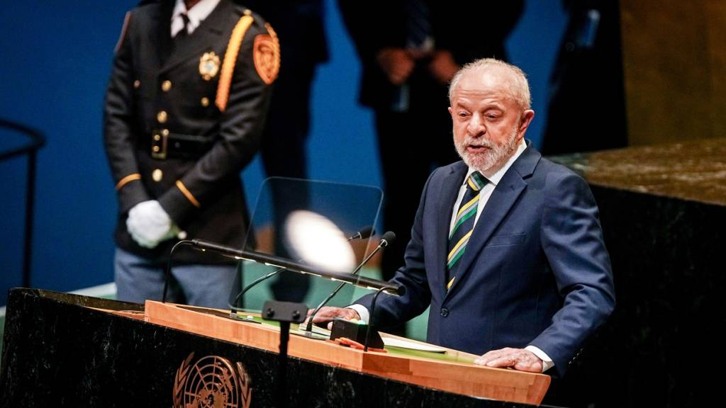 Lula da Silva, Präsident von Brasilien, spricht bei der Generaldebatte der UN-Vollversammlung. Foto: Kay Nietfeld/dpa