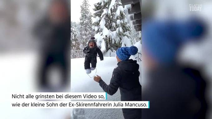 Ex-Skifahrerin wirft Sohn in Schnee – nicht alle finden es lustig