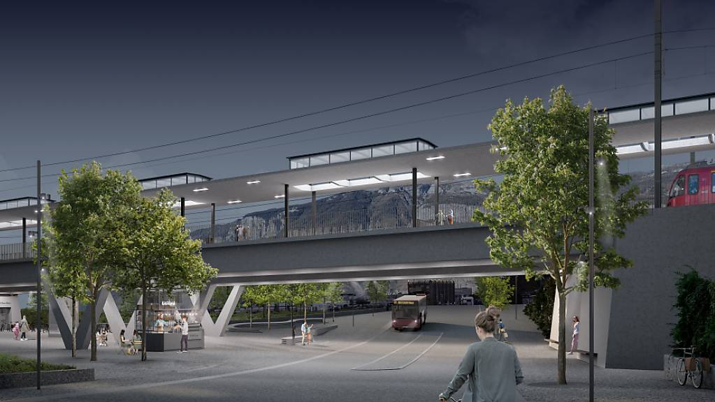Der neue Bahnhof Chur West soll 60 Meter lang werden und über der Churer Raschärenstrasse liegen.