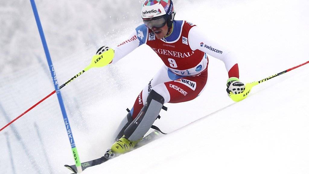 Daniel Yule im ersten Lauf des Weltcup-Slaloms von Levi