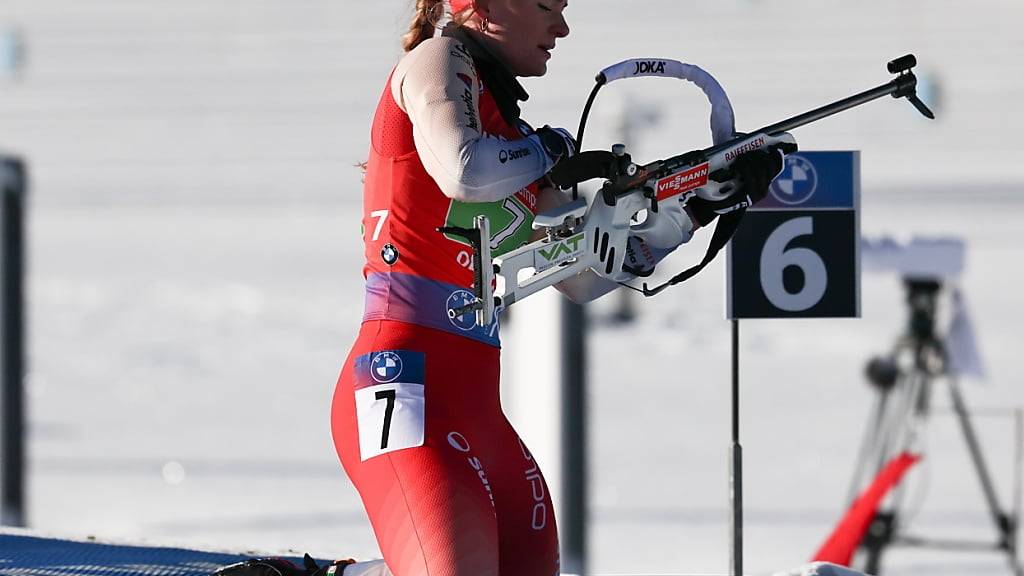 Perfekt geschossen und auf den 3. Platz gelaufen: Amy Baserga beim Weltcup in Ruhpolding