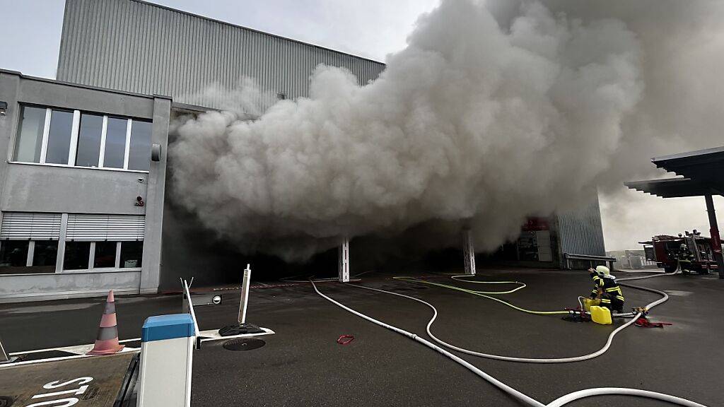 Der Brand in der Entsorgungsstelle Hefenhofen TG hat am Samstagmorgen zu einer starken Rauchentwicklung geführt.