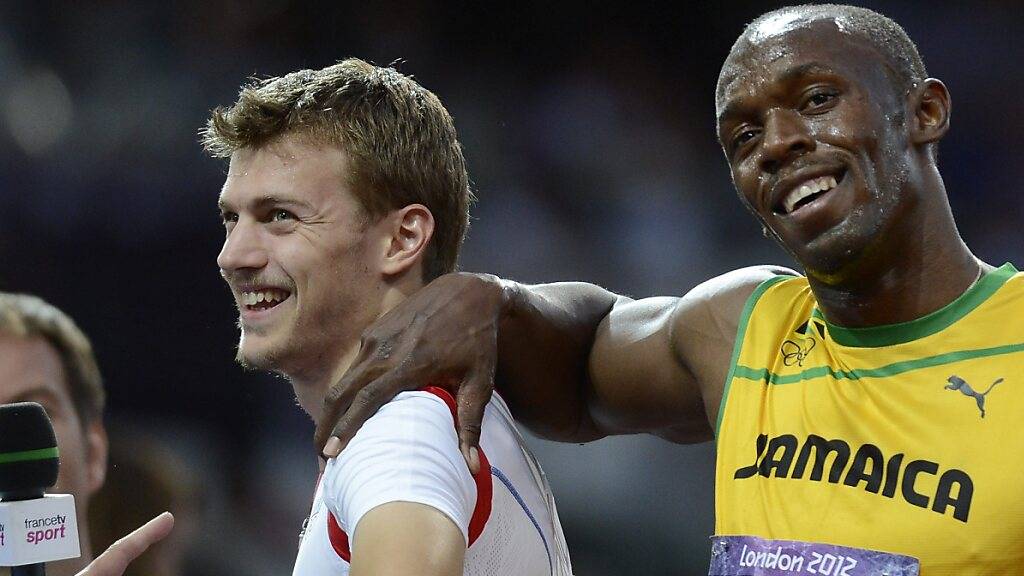 Christophe Lemaitre an der Seite von Usain Bolt bei den Olympischen Spielen 2012 in London