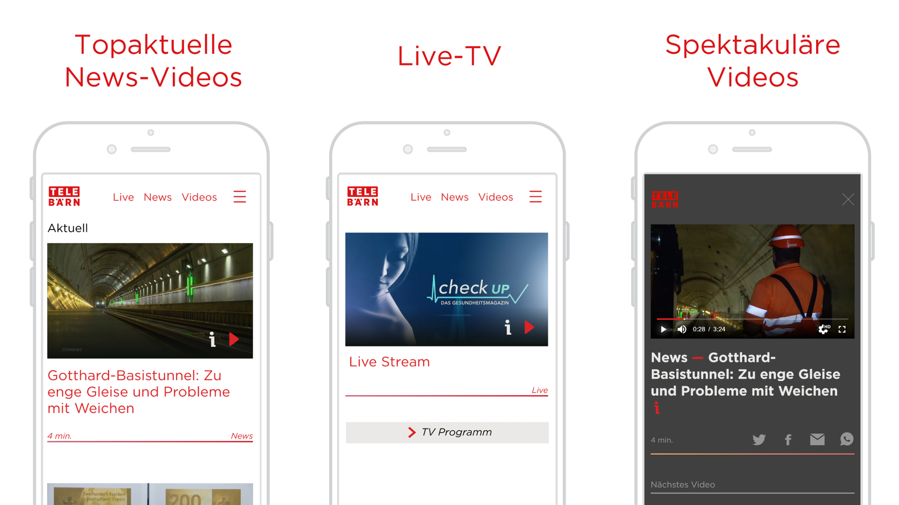 Die TeleBärn App erstrahlt im neuen Design.