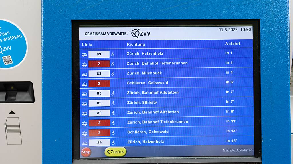 ZVV-Ticketautomaten zeigen neu Störungen und Abfahrten an