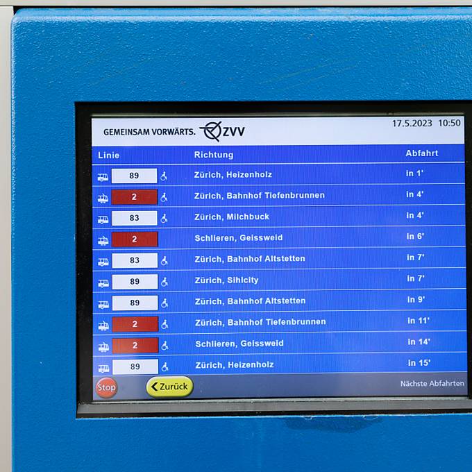 ZVV-Ticketautomaten zeigen neu Störungen und Abfahrten an