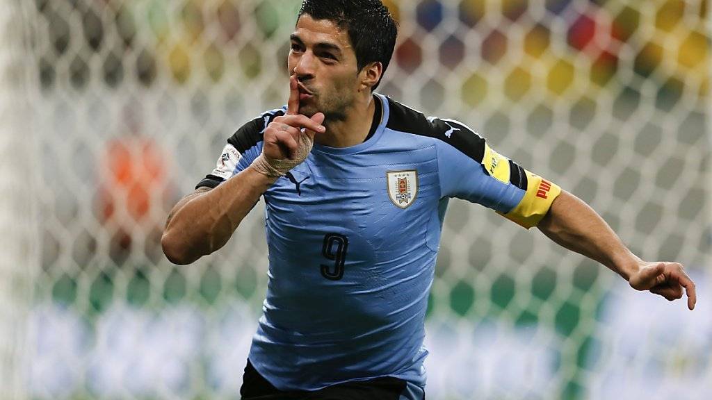 Luis Suarez erzielt beim 2:2 von Uruguay in Brasilien den wichtigen Ausgleichstreffer