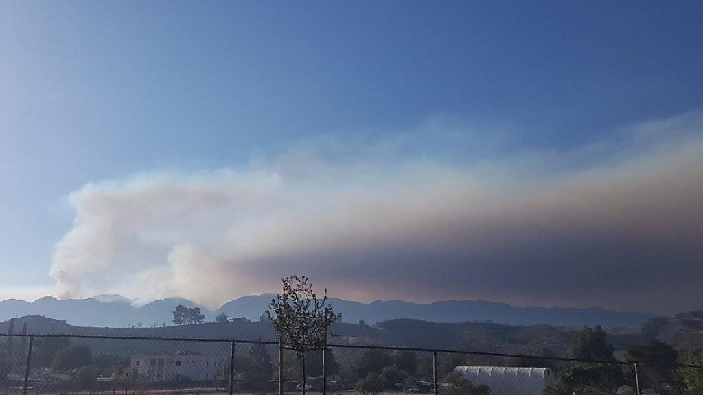 Rauch steigt über dem Santa Clarita Valley in Kalifornien auf. Dort wütet ein Waldbrand, der 1500 Wohnhäuser bedroht.