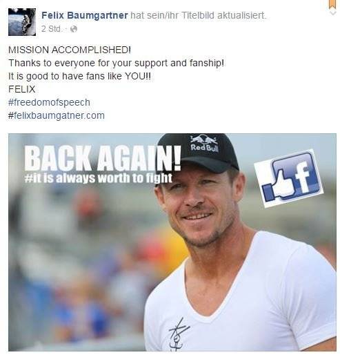 Der Sportler ist wieder zurück auf Facebook.