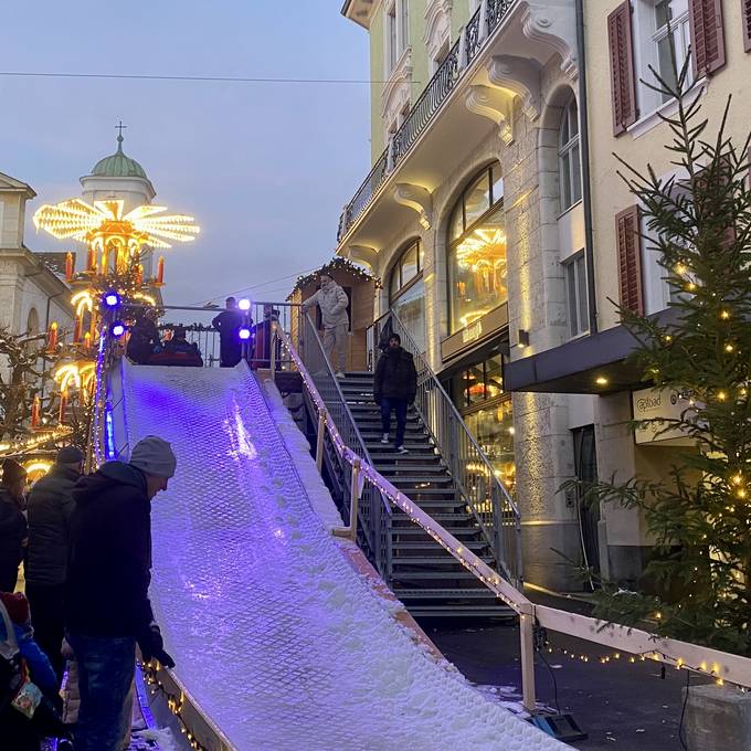 Schlittelspass im Stadtzentrum von Olten – auch ohne Schnee