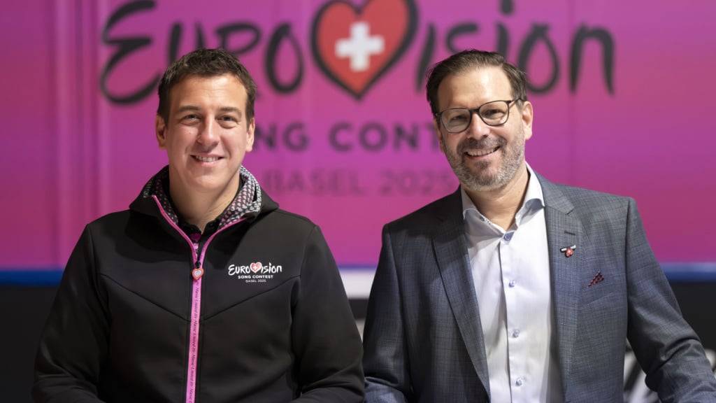 Der ESC habe schon immer von Spekulationen gelebt, meinen die Co-Executive-Producers Reto Peritz (rechts) und Moritz Stadler (links). Im März hatten sie bekannt gegeben, mit Céline Dion bezüglich eines ESC-Auftritts in Kontakt zu sein.