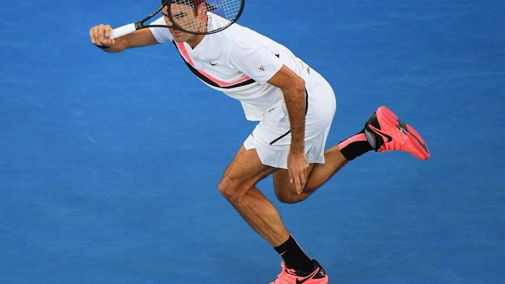 Roger Federer präsentierte sich bei seinem ersten Auftritt in Melbourne in diesem Jahr einmal mehr in Spiellaune