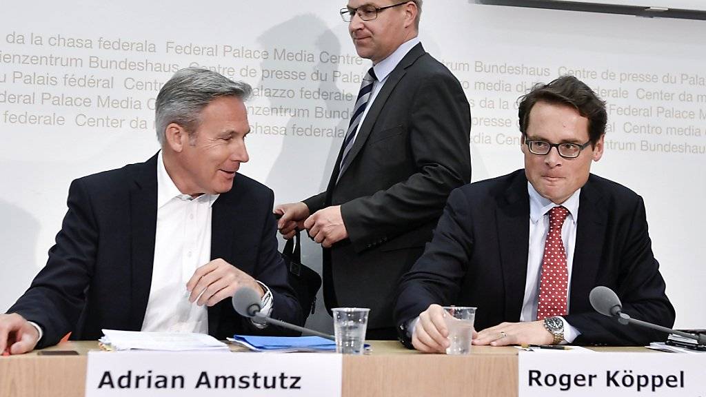 Sie werben für ein Nein zur Asylreform: SVP-Fraktionschef Adrian Amstutz, Parteipräsident Toni Brunner und der Zürcher Nationalrat Roger Köppel (von links).
