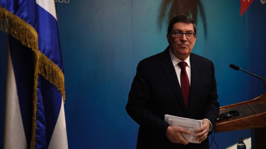 Bruno Rodriguez, Aussenminister von Kuba, spricht auf einer Pressekonferenz.