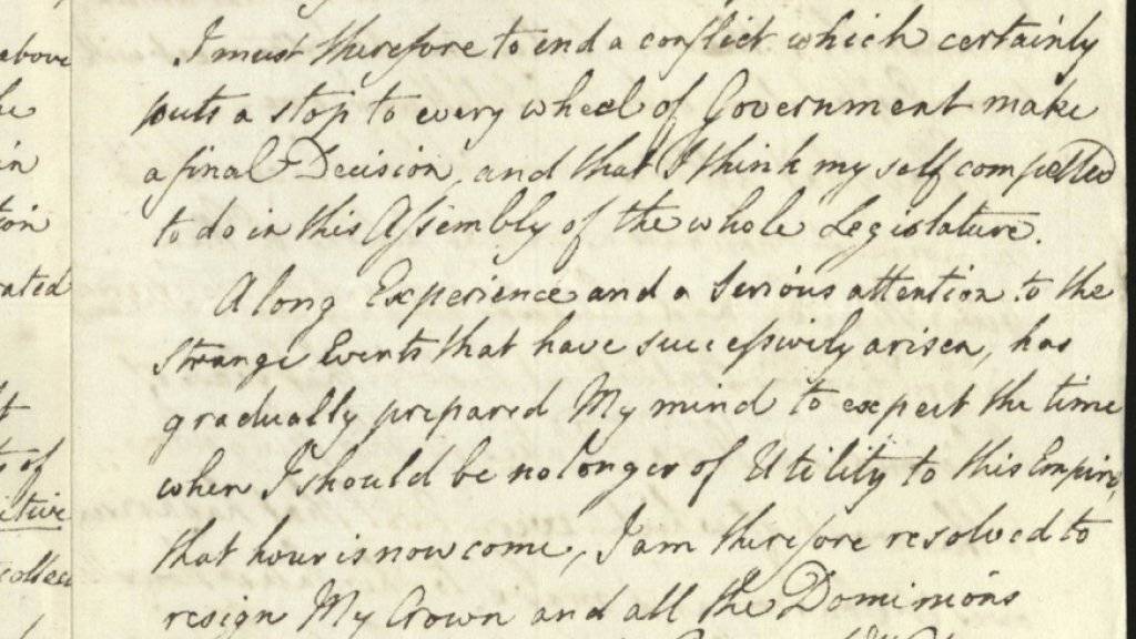 Ausschnitt aus einem Brief des britischen Königs George III. 350'000 Seiten aus dem königlichen Archiv wurden digitalisiert und sind neu über ein Online-Portal der Öffentlichkeit zugänglich.