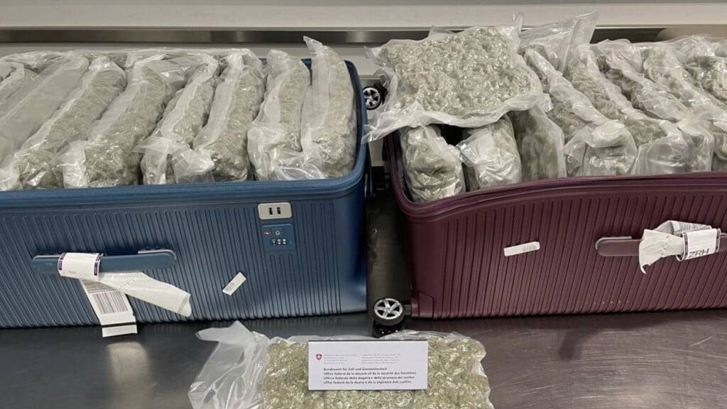 Der Passagier aus Bangkok bemühte sich gar nicht erst, die Marihuana-Beutel zu verstecken. Er trug die 24 Kilogramm einfach so im Koffer mit sich.