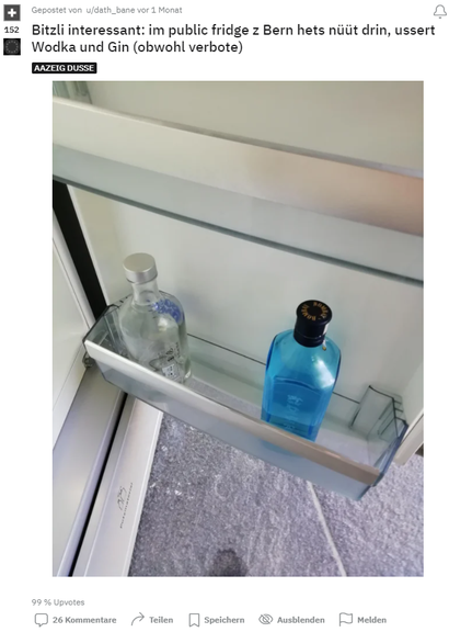 Reddit-User «dath_bane» hat Alkohol in einem Madame-Frigo-Kühlschrank entdeckt.