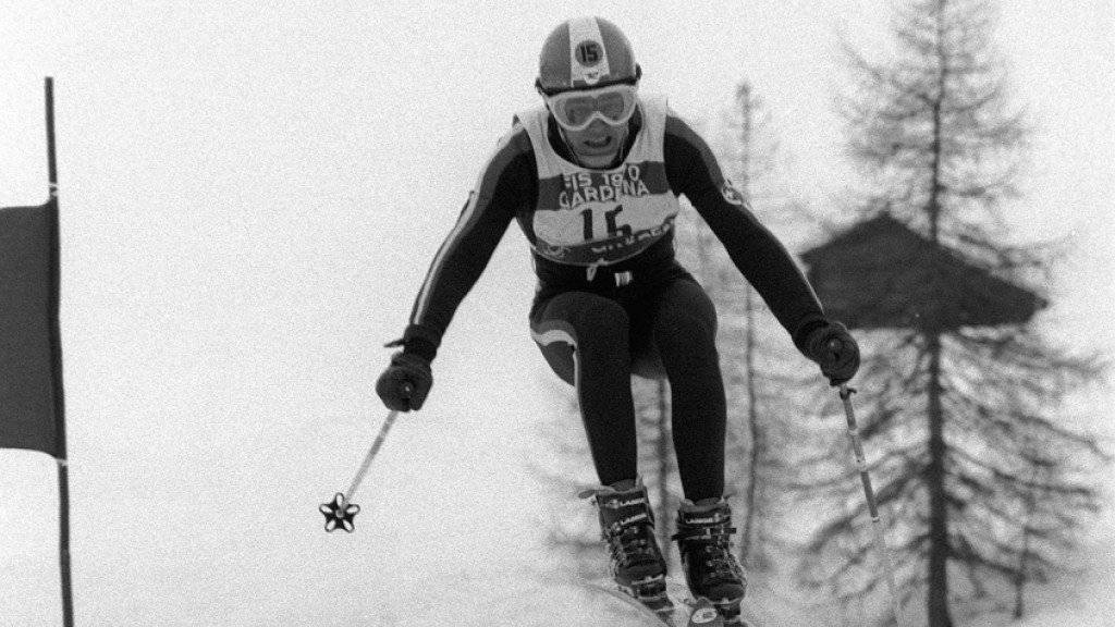 Bernhard Russi 1970 auf seiner Fahrt zu WM-Gold auf der Saslong in Val Gardena.