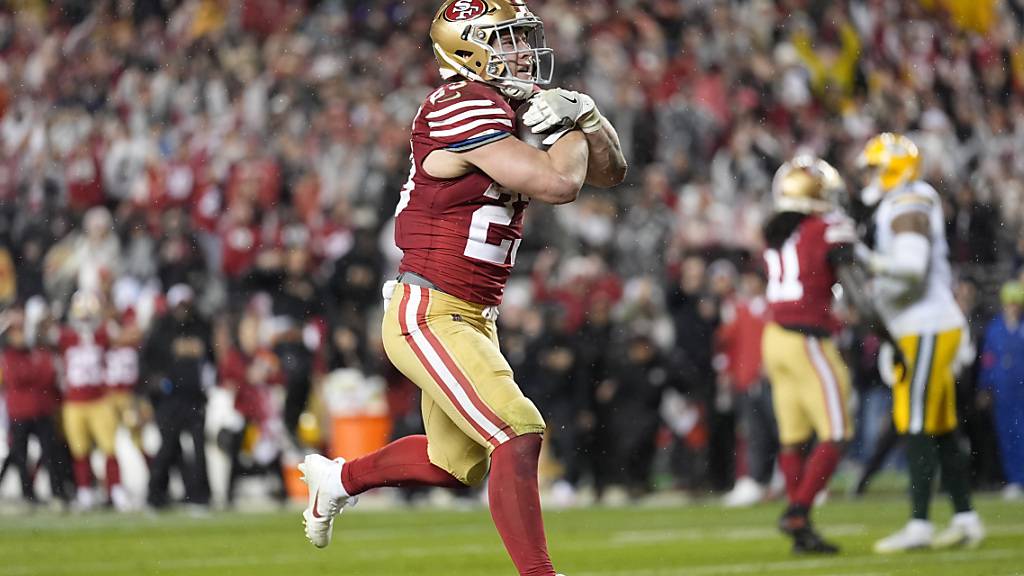 Christian McCaffrey, Runningback der San Francisco 49ers, führt sein Team zum Sieg gegen die Green Bay Packers