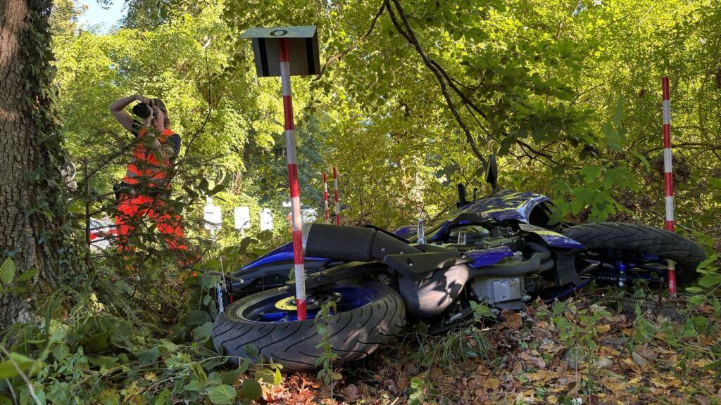 Der 21-jährige Lenker kam von der Strasse ab und kollidierte mit einem Baum.