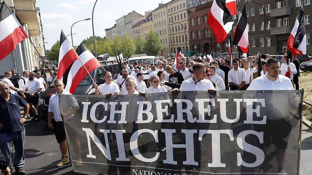 Demonstration der Neonazis in Berlin.