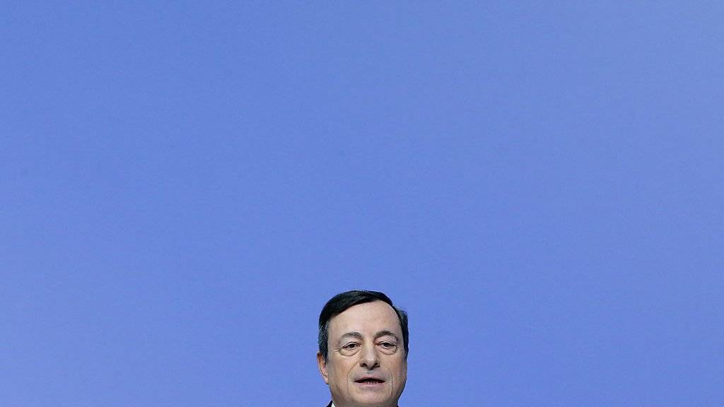EZB-Chef Mario Draghi während der Medienkonferenz in Frankfurt