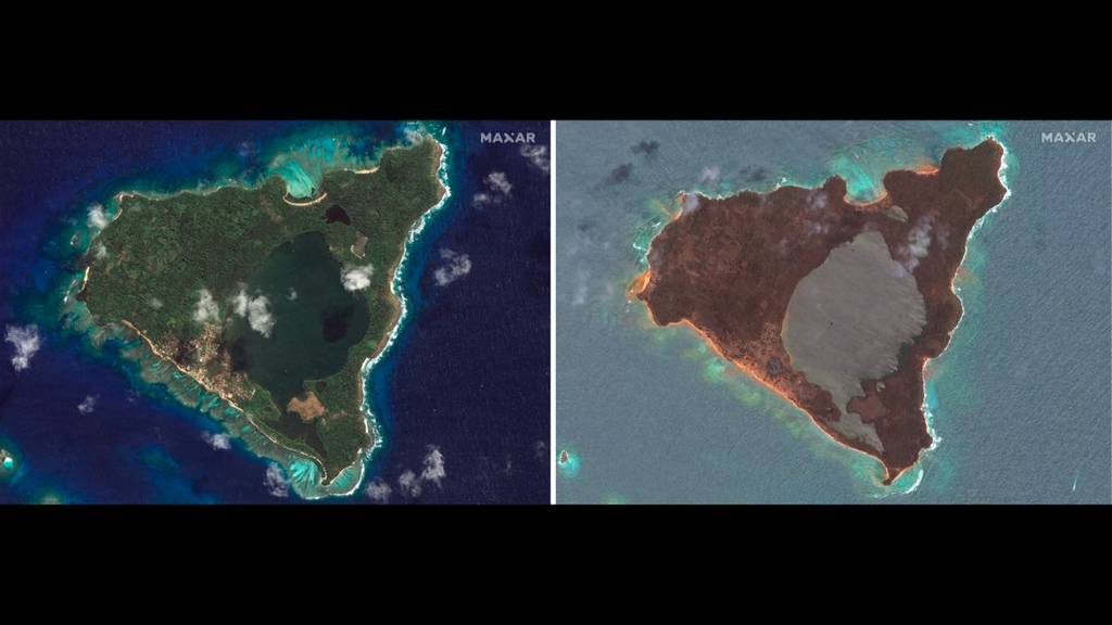 Neue Satellitenbilder zeigen Zerstörung in Tonga