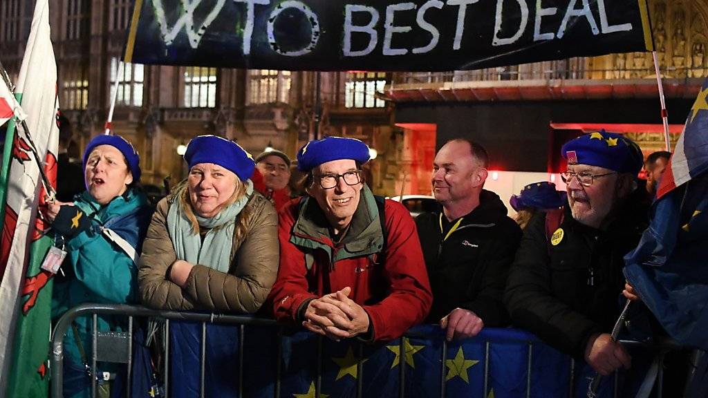 Vor dem Parlament demonstrierten Befürworter des Brexits sowie Anhänger eines EU-Verbleibs Grossbritanniens. EPA/ANDY RAIN