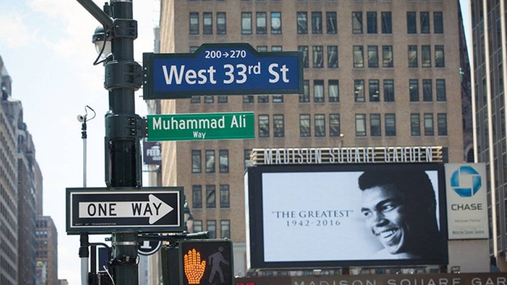 Eine Woche lang heisst ein Strassenabschnitt in New York «Muhammad Ali Way». (Handout pressoffice@cityhall.nyc.gov)