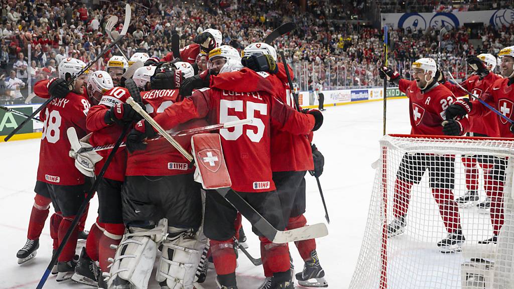 Ausgelassener Schweizer Jubel nach dem Halbfinalsieg gegen Kanada