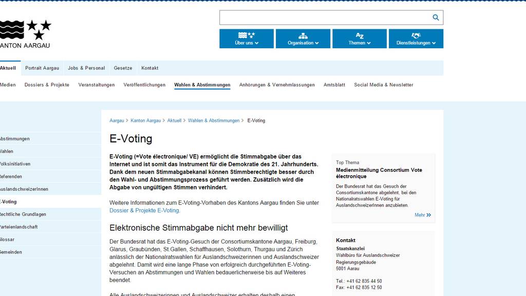 Aargau setzt weiter auf E-Voting