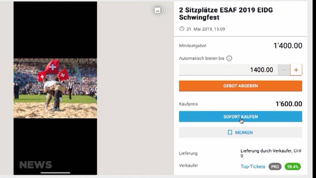 ESAF-Tickets auf Ricardo kosten über 1'000 Franken