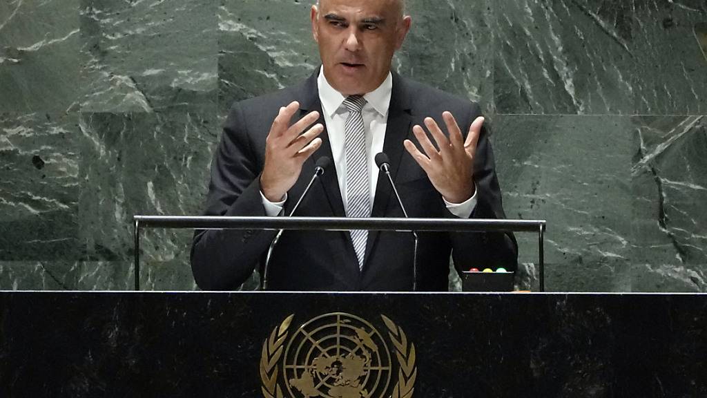 Bundespräsident Alain Berset hat eine positive Bilanz des diesjährigen Uno- Gipfeltreffens in New York gezogen - auch wenn kaum handfeste Fortschritte zu verzeichnen waren. Im Bild Berset während seiner Uno-Rede am Mittwoch.