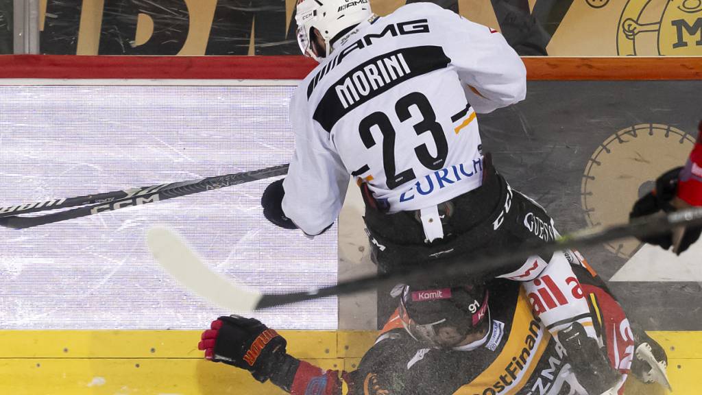 Giovanni Morini vom HC Lugano verletzte sich im Januar beim Sturz in die Bande schwer am Bein