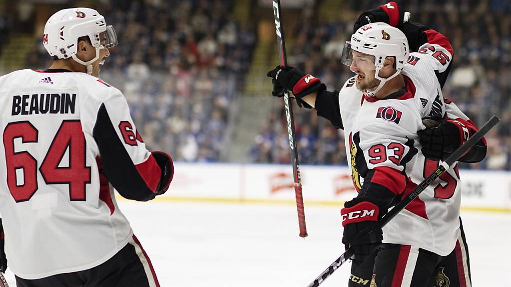 Jubel im Dress der Ottawa Senators: Tristan Scherwey erzielte in einem NHL-Vorbereitungsspiel den 2:1-Siegtreffer für Ottawa