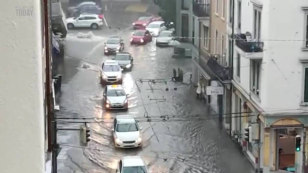 Überschwemmungen in der Stadt Luzern nach starkem Gewitter