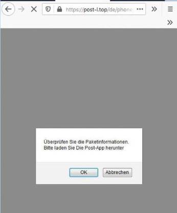 «Überprüfen Sie die Paketinformationen. Bitte laden Sie Die Post-App herunter». Machen Sie das nicht.