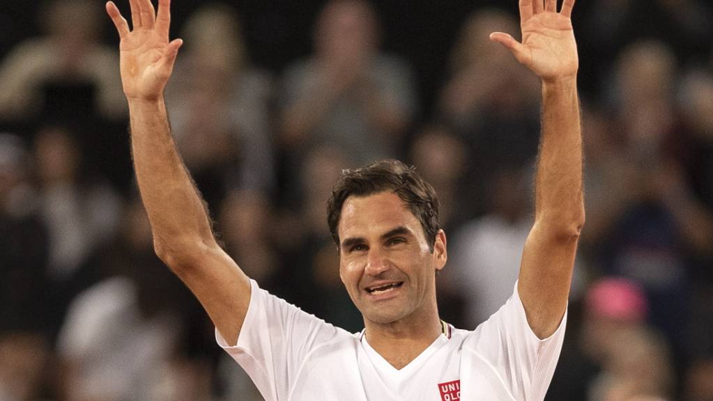 Roger Federer bei seinem bislang letzten öffentlichen Auftritt auf einem Tennisplatz am «Match in Africa» im Februar 2020 in Kapstadt