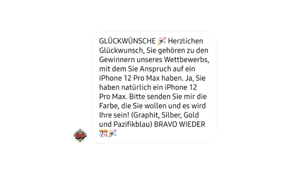 Solche dubiose Nachrichten werden in unserem Namen verschickt.