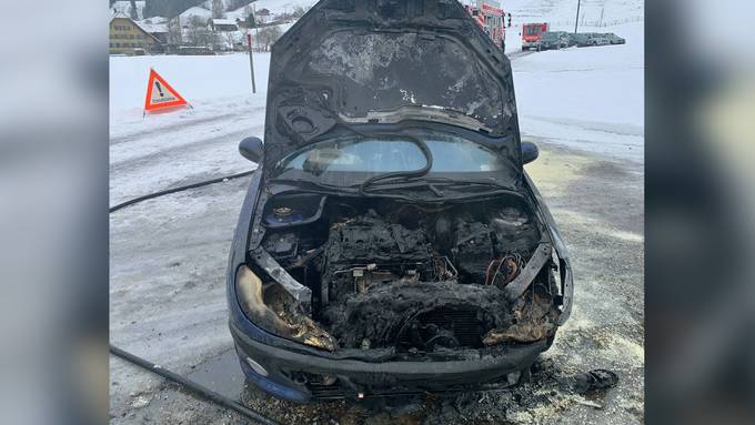 Auto in Marbach brennt komplett aus