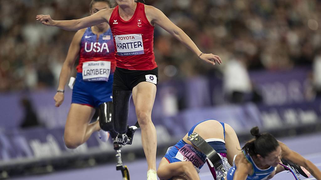 Elena Kratter kann im 100-m-Final dem Sturz von zwei Italienerinnen ausweichen und wird Fünfte