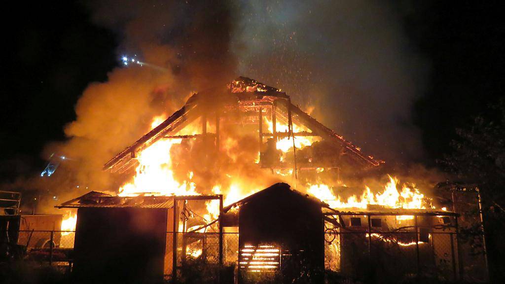 Bei einem Brand in Fahrwangen AG wurde eine Scheune zerstört. Mehrere Kleintiere kamen in den Flamen um. Personen wurden nicht verletzt.