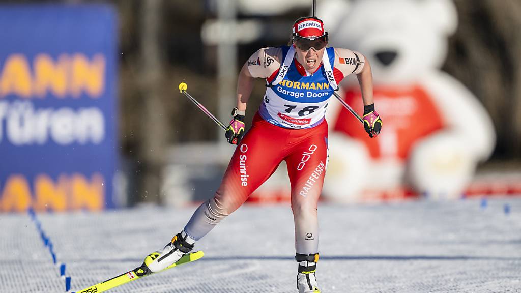 Biathletin Lena Häcki-Gross, hier am Dienstag auf der Lenzerheide, nimmt an den Winter-Militärweltspielen teil. (Archivaufnahme)