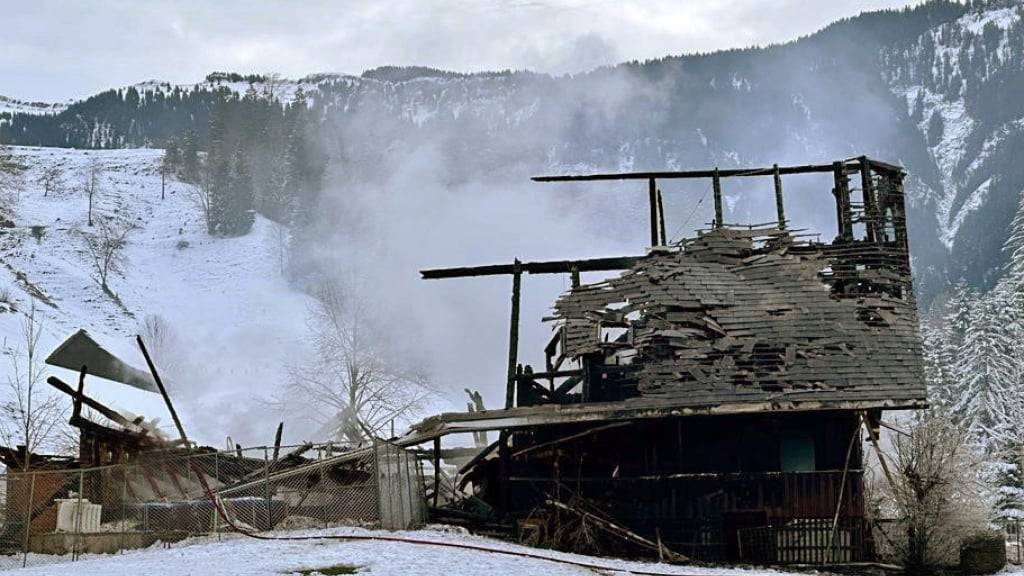 Im völlig abgebrannten Bauernhaus in Wiggen LU wurden am Montag drei tote Personen geborgen.