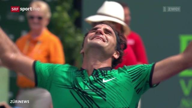 Roger Federer jubelt in Miami