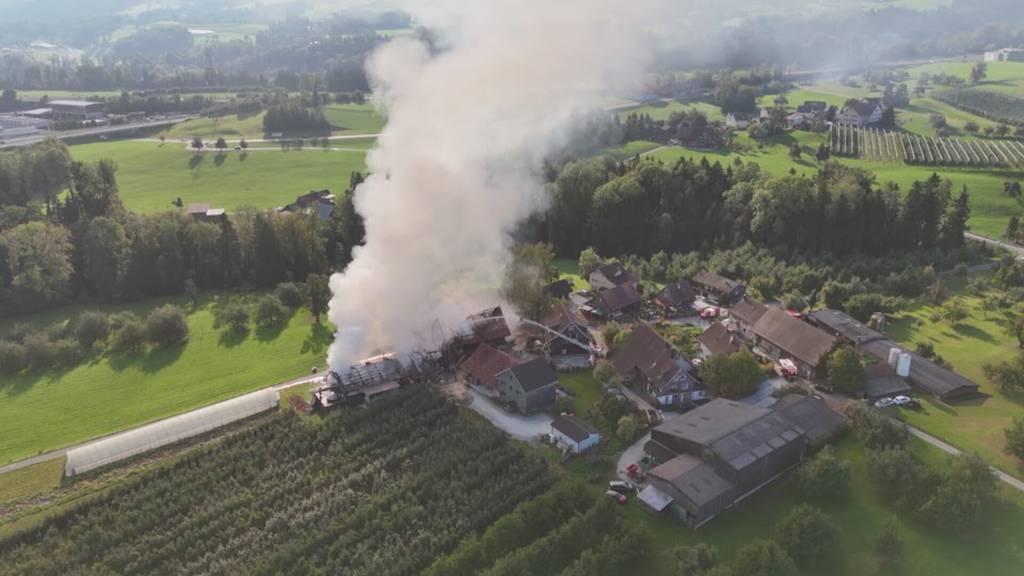 Riesige Rauchwolke über Mörschwil: Zwei Scheunen in Vollbrand