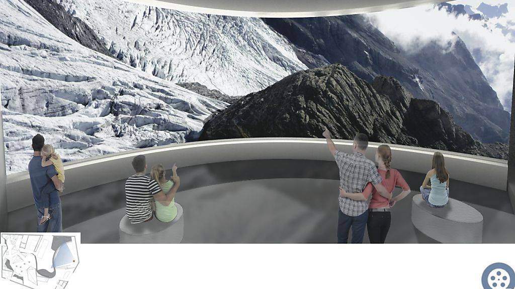 Panoramabilder vom Jungfrau-Aletsch-Gebiet sollen die Besucherinnen und Besucher des World Nature Forums in Naters begeistern.