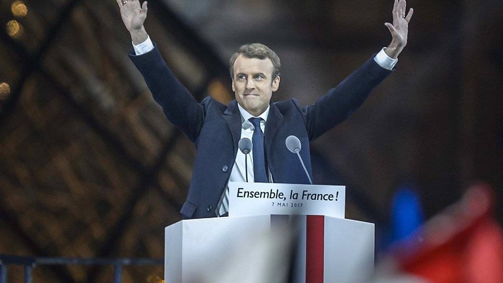 Emanuel Macron jubelt als neuer Präsident Frankreichs - Wirtschafts- und Finanzkreise sind erleichtert über einen Unsicherheitsfaktor weniger.