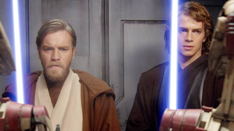 Ewan McGregor (l.) als Obi-Wan Kenobi und Hayden Christensen als Anakin Skywalker standen bereits für die Episoden II und III gemeinsam vor der Kamera.